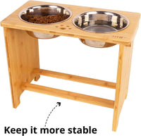 HTB Elevated Dog Bowls,Raised Dog Bowl Stand with 2 Stainless Steel Bowls,Elevated Raised Dog Bowls - X large-14"tall,48 Oz bowl / Bamboo - image 4