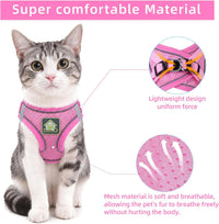 Cat Vest Harness and Leash Set - Pink / X-Small (Chest: 8"-9") - image 2