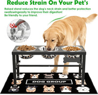 SHAINFUN Elevated Dog Bowls with Slow Feeder & Mat for Medium - Black-1.7L-Three - image 2