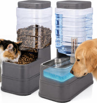 2 Pack Automatic Cat Feeder and Water Dispenser 1.3 Gallon Dog - Grey