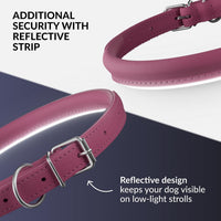 Soft Leather Cat Collar with Safety Elastic Strap - Neck Fit 7"-9" / Pink - image 4