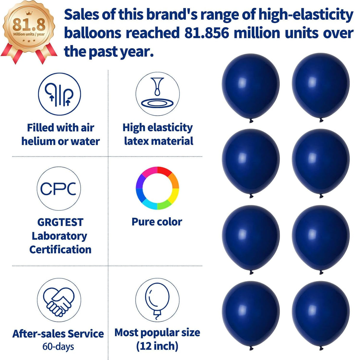 110pcs Black Balloon 12 inch - 12inch(normal) / A18-navy Blue - image 2