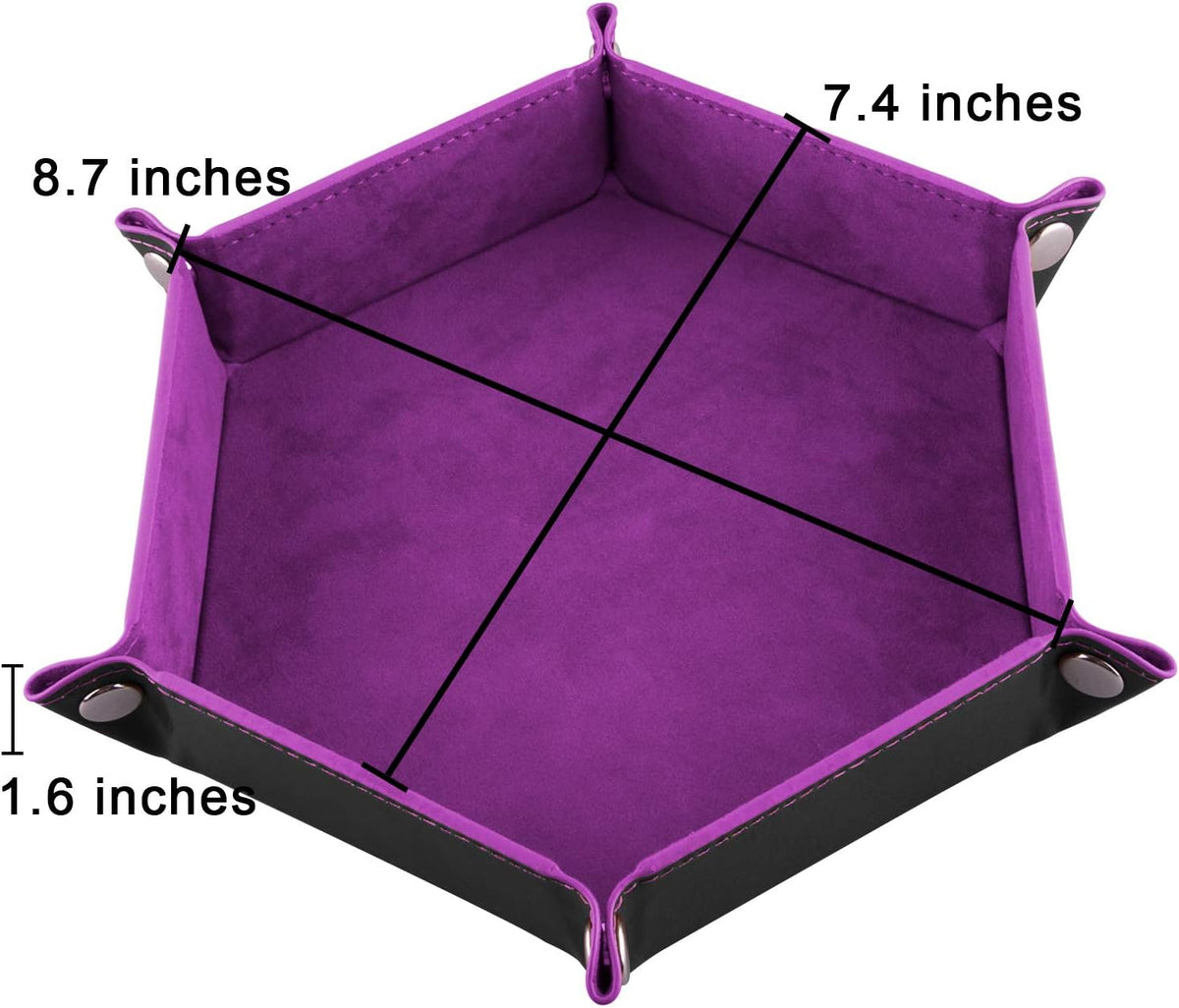SIQUK 4 Pieces Dice Tray Set Foldable Dice Trays Hexagon Dice Rolling - Violet, Coffee, Green and Red - image 2