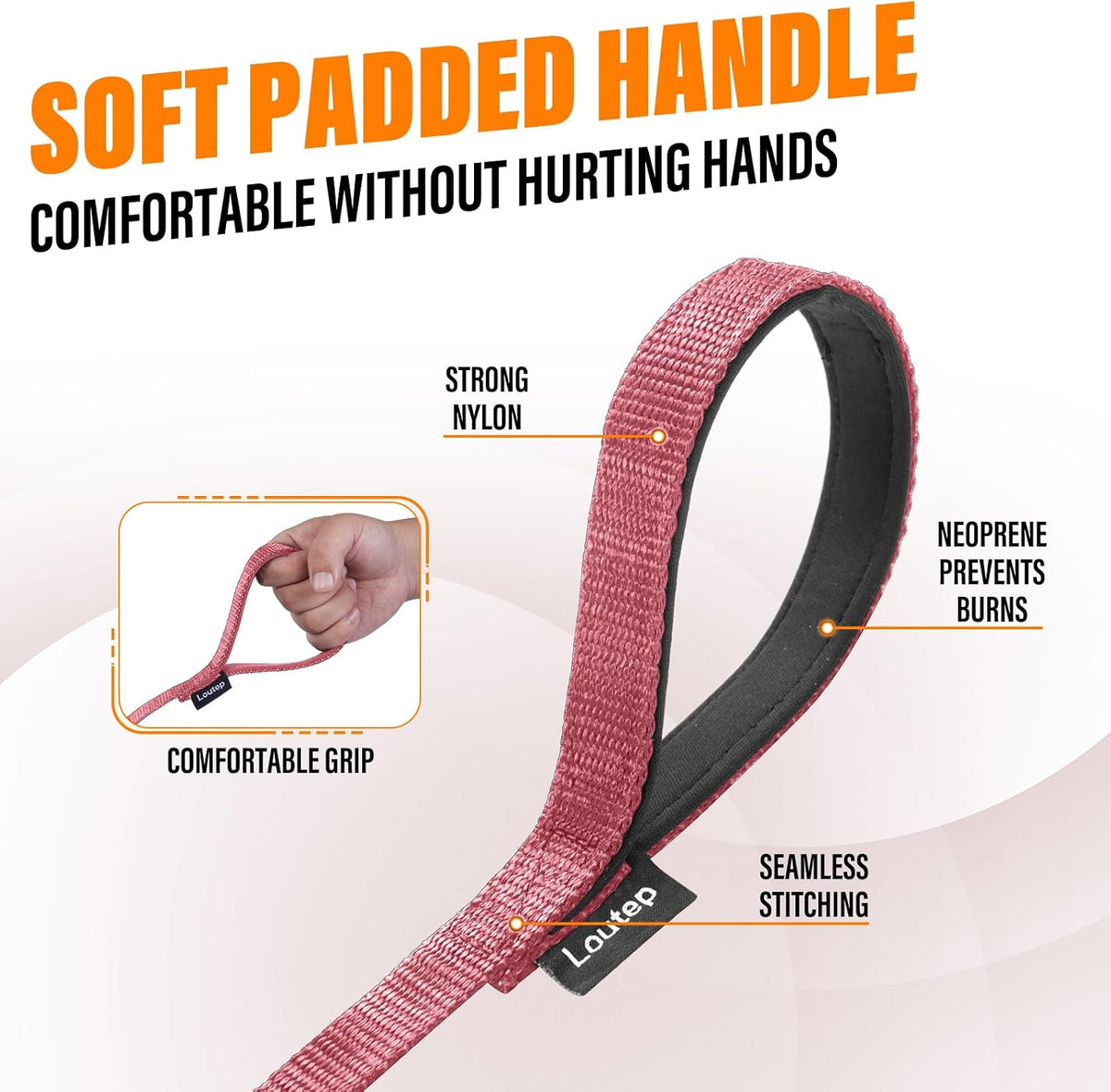 Long Line Dog Training Leash with Padded Handle - 30ft / Pink - image 3