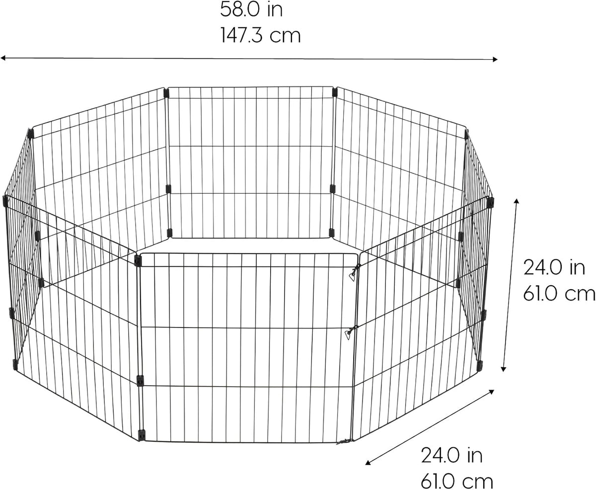 IRIS USA 8-Panel Exercise Pen, Heavy Duty - 24"H / Black - image 2
