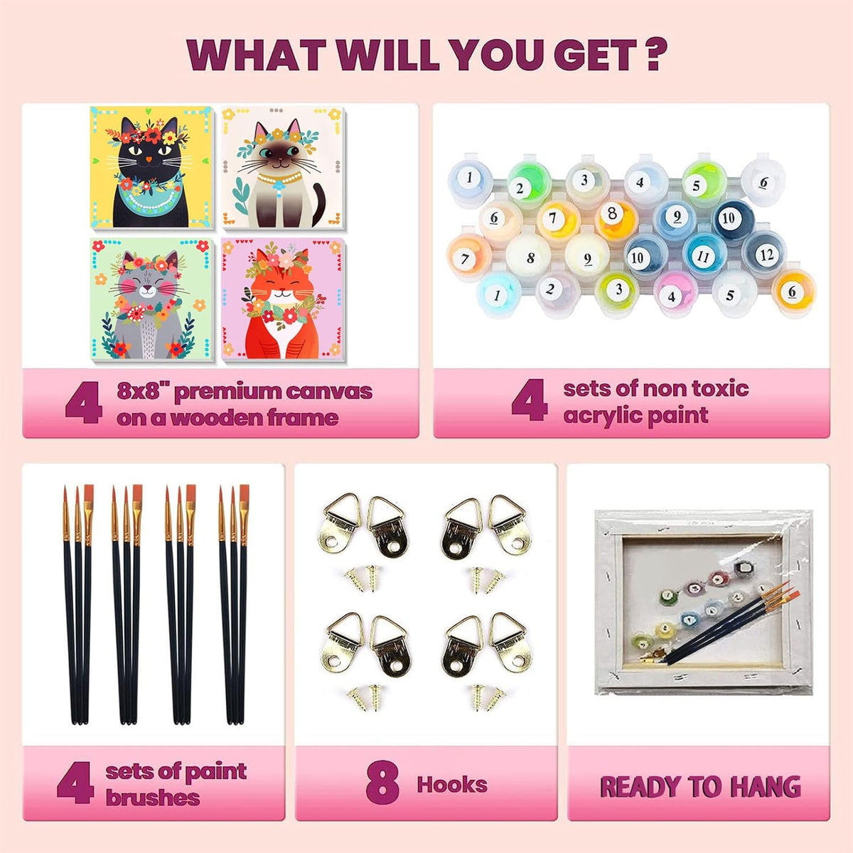 4 Pack Butterfly Paint by Number for kids Wooden Frame - BKH2194+BKH2195+BKH2196+BKH2197 - image 4
