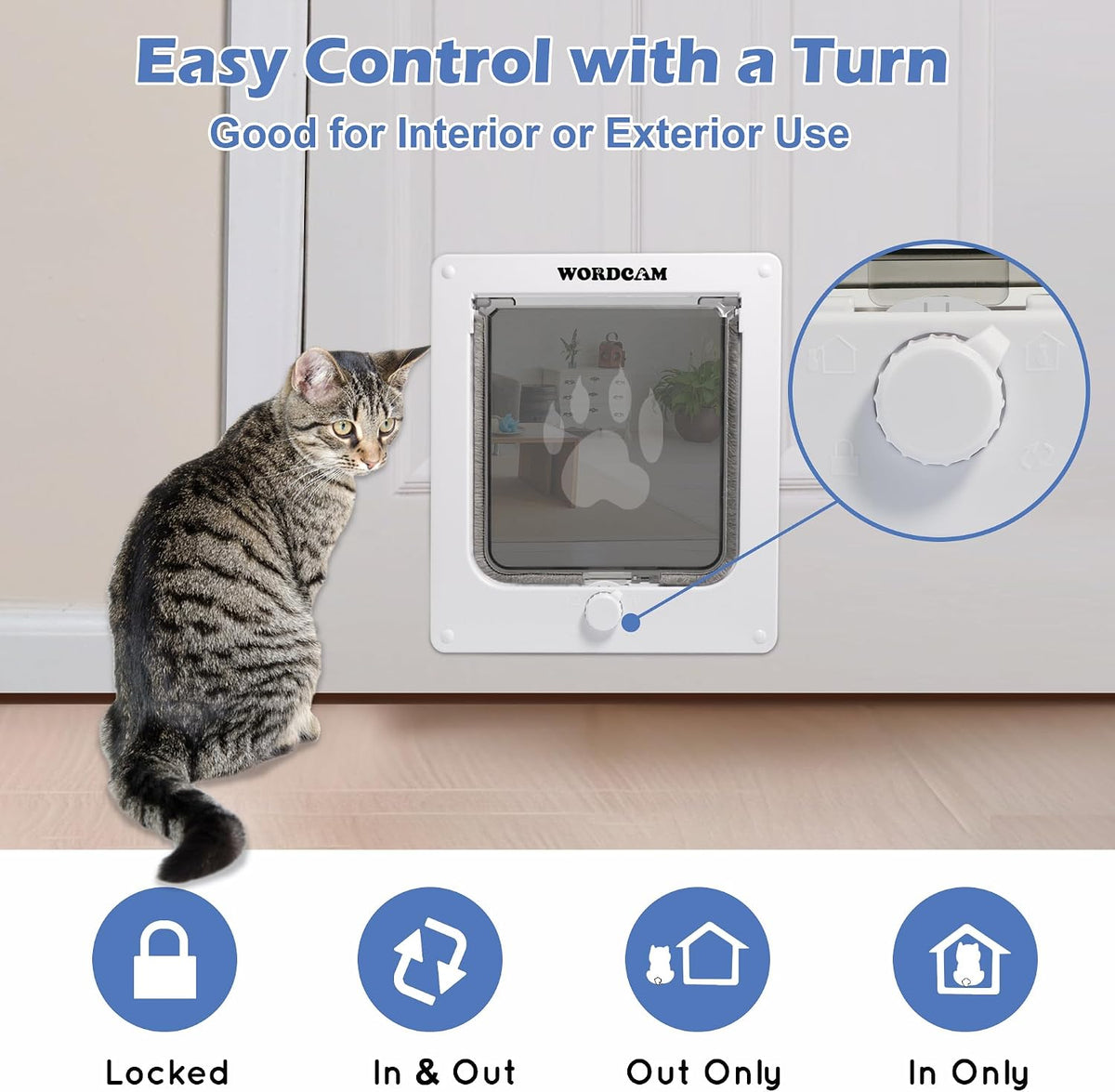 Wordcam X-Large Robust Cat Door for Interior/Exterior - White / Large - image 3