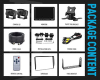 Fookoo Ⅱ 7" HD 1080P Wired Backup Camera System, 7-inch Dual Split Screen Monitor W/Recording IP69 Waterproof Front View Rear View Camera Parking Lines for Truck/Trailer/RV/Skid Steer (FHD2)