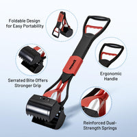 32" Long Handle Pooper Scooper with 30 Count Waste Bags – Essentials for Dogs - Red / 26 Inch - image 3