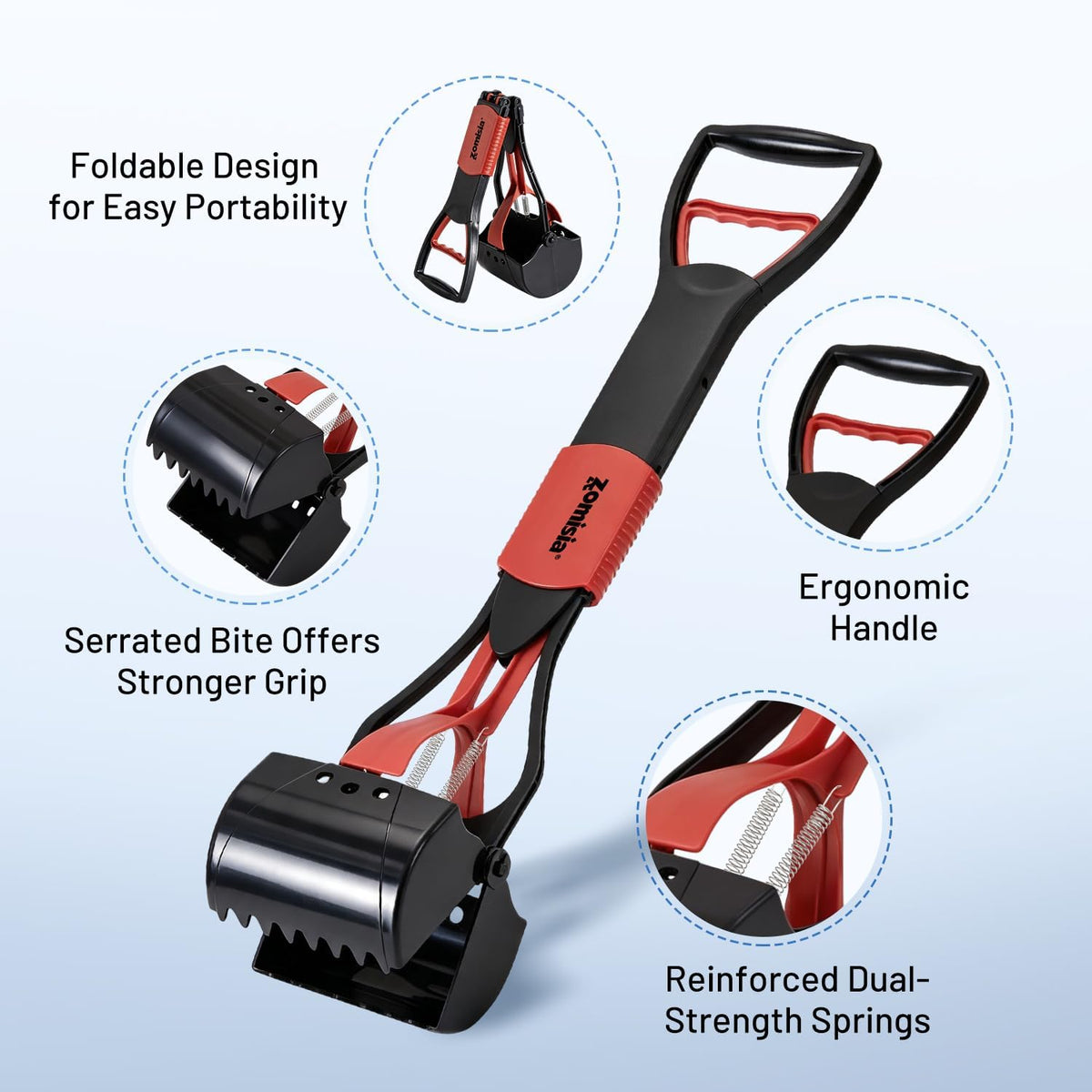 32" Long Handle Pooper Scooper with 30 Count Waste Bags – Essentials for Dogs - Red / 26 Inch - image 3