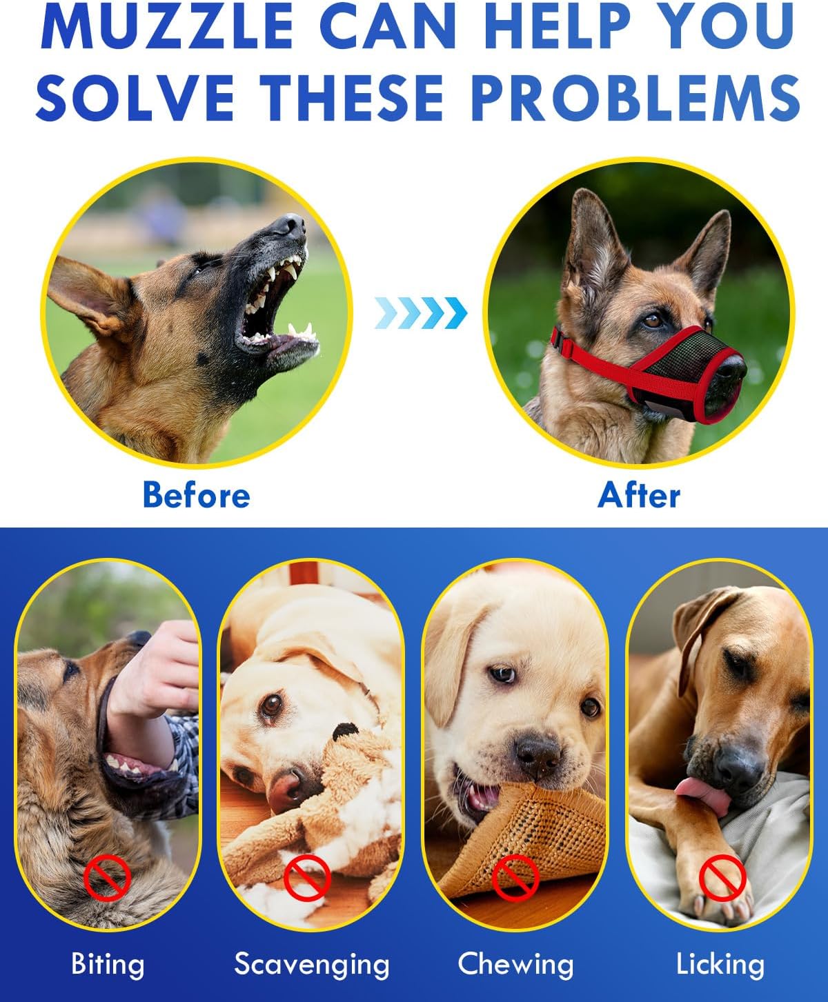 Dog Muzzle, Soft Air Mesh Muzzles for Large Sized Dogs - Red / S - image 4