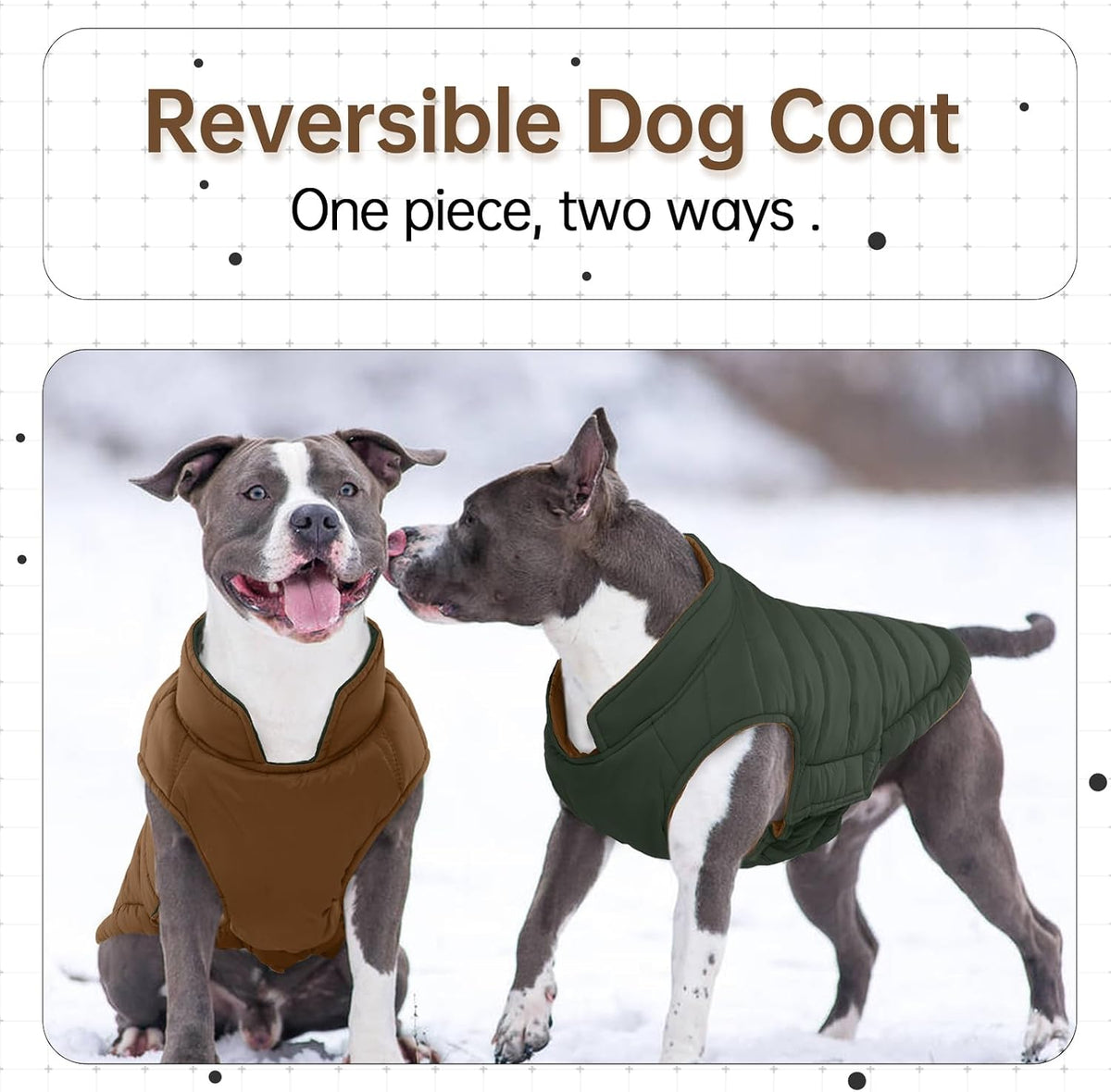 Lelepet Reversible Dog Coat Windproof Dog Jacket Lightweight Puffer - Small / Brown - image 2