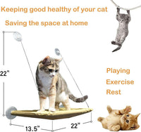 Khaki Cat Window Hammock Perch Cat Safety Sunny Bed with Durable - Black-1 - image 2