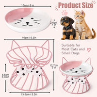 Sunnyray 4 Pcs Elevated Cat Bowls Raised Cat Food Bowl - Bow Tie / Pink - image 2