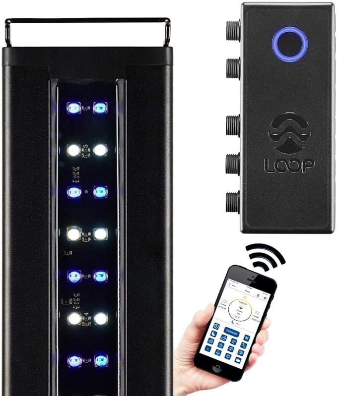 CURRENT USA 24-36" Inch Orbit Marine IC Loop LED Saltwater Reef Marine Aquarium Light with Bluetooth App Control | Wireless Lighting & eFlux Wave Pump Control for Fish Tank (4205)