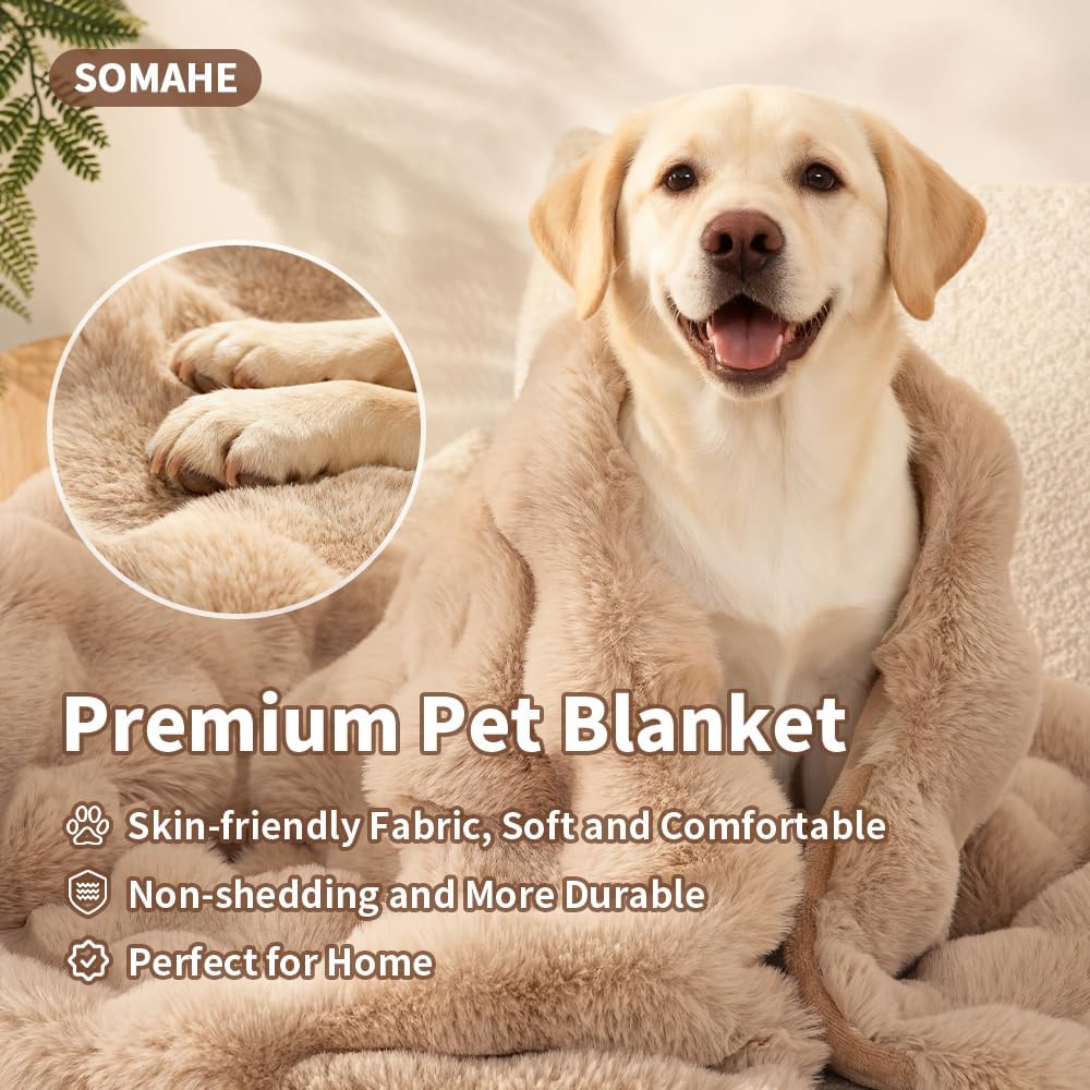 SOMAHE Soft Faux Fur Cat Blanket, Washable - 39"L x 31"W Inches / Latte Coffee - image 2