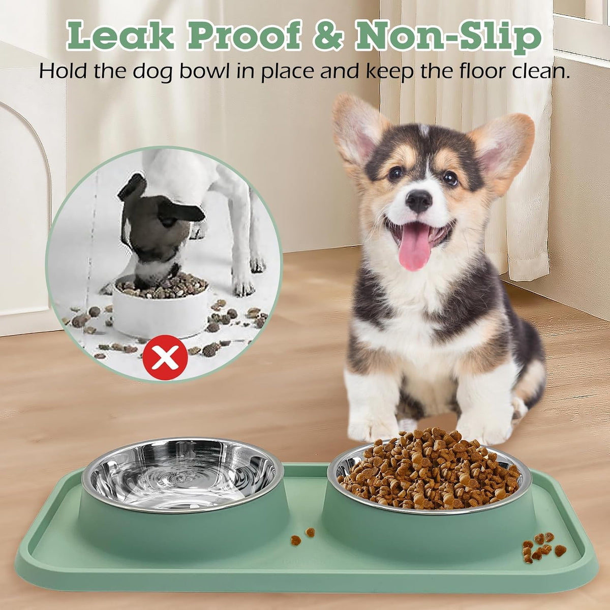 BNOSDM Double Dog Food Bowls Stainless Steel Dog Food and Water Bowls - Pink【Set of 2】 - image 4