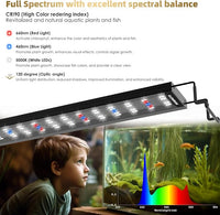 GLOWRIUM Aquarium Light, LED Full Spectrum Freshwater Fish Tank, infinitely dimmable, Fish Tank Light with auto-on/Off Timer (12-17 in)