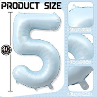 40'' Purple K-pop Number 5 Balloon for Girl 5th Birthday Party - Baby Blue / Number 5 - XXL - image 2