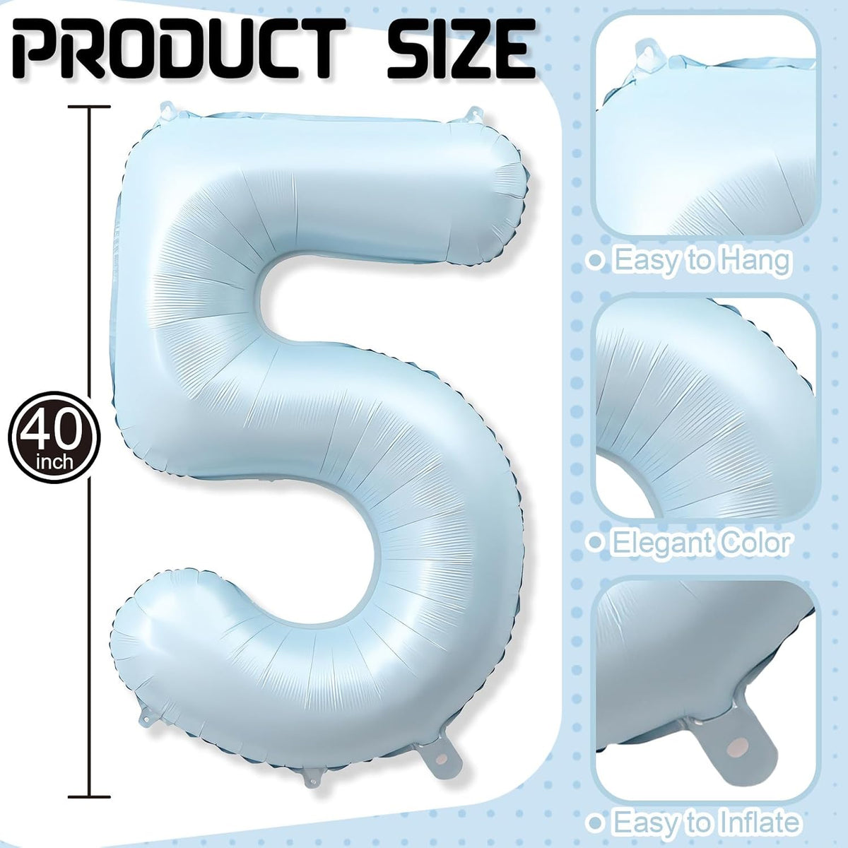 40'' Purple K-pop Number 5 Balloon for Girl 5th Birthday Party - Baby Blue / Number 5 - XXL - image 2