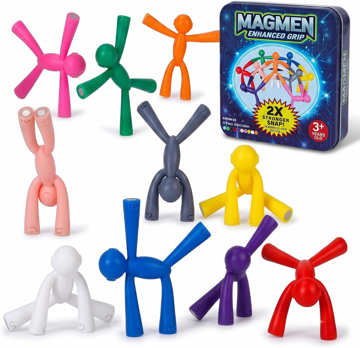 MAGMEN X3 Magnetic People Figures, 10 Pc Enhanced Grip Upgrade - 10 Piece - Solid