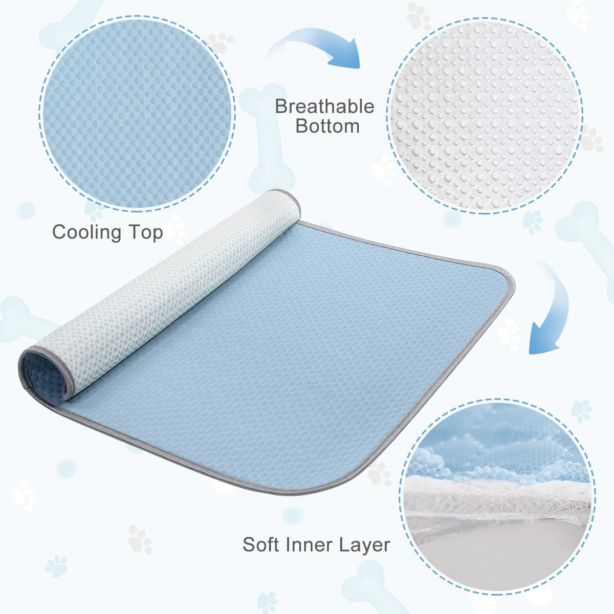 Buvlnee Summer Dog Cooling Mat - Blue / 27x22in - image 2