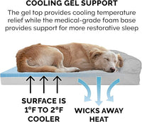 Furhaven Cooling Gel Dog Bed for Large Dogs w/ Removable Bolsters & Washable Cover, For Dogs Up to 125 lbs - Quilted Sofa - Silver Gray, Jumbo Plus/XXL
