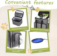 Dog Travel Bag Airline Approved–Pet Travel Tote with Collapsible Bowls,Food Containers & Feeding Mat–Multi-Pocket Organizer for Dogs & Cats, Durable & Water-Resistant for Hiking,Trips,Outdoors