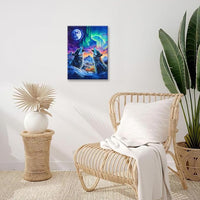 Wolf Wall Art Wolves Canvas Wall Decor Prints Framed Painting Aurora Pictures Gifts Artwork for Bathroom Bedroom Living Dining 16"x20"
