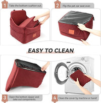 Dog Car Seat for Small/Medium Dogs, Dog Booster Car Seats with Thick Cushion for Dogs Under 35lbs, Detachable Washable Pet Car Seat with Storage Pockets, 2 Safety Belts(Red)