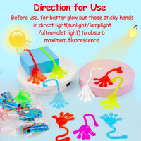 Thremhoo 40 pack glow in the dark sticky hands party favors in red, yellow, blue and purple - view 3