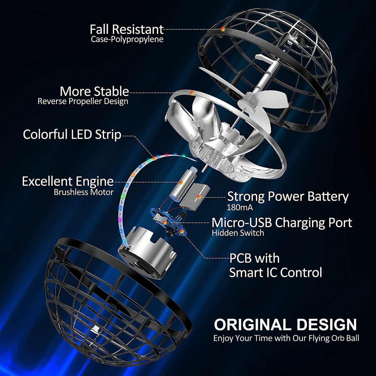 AMERFIST Flying Orb Ball Toy - Black - image 2