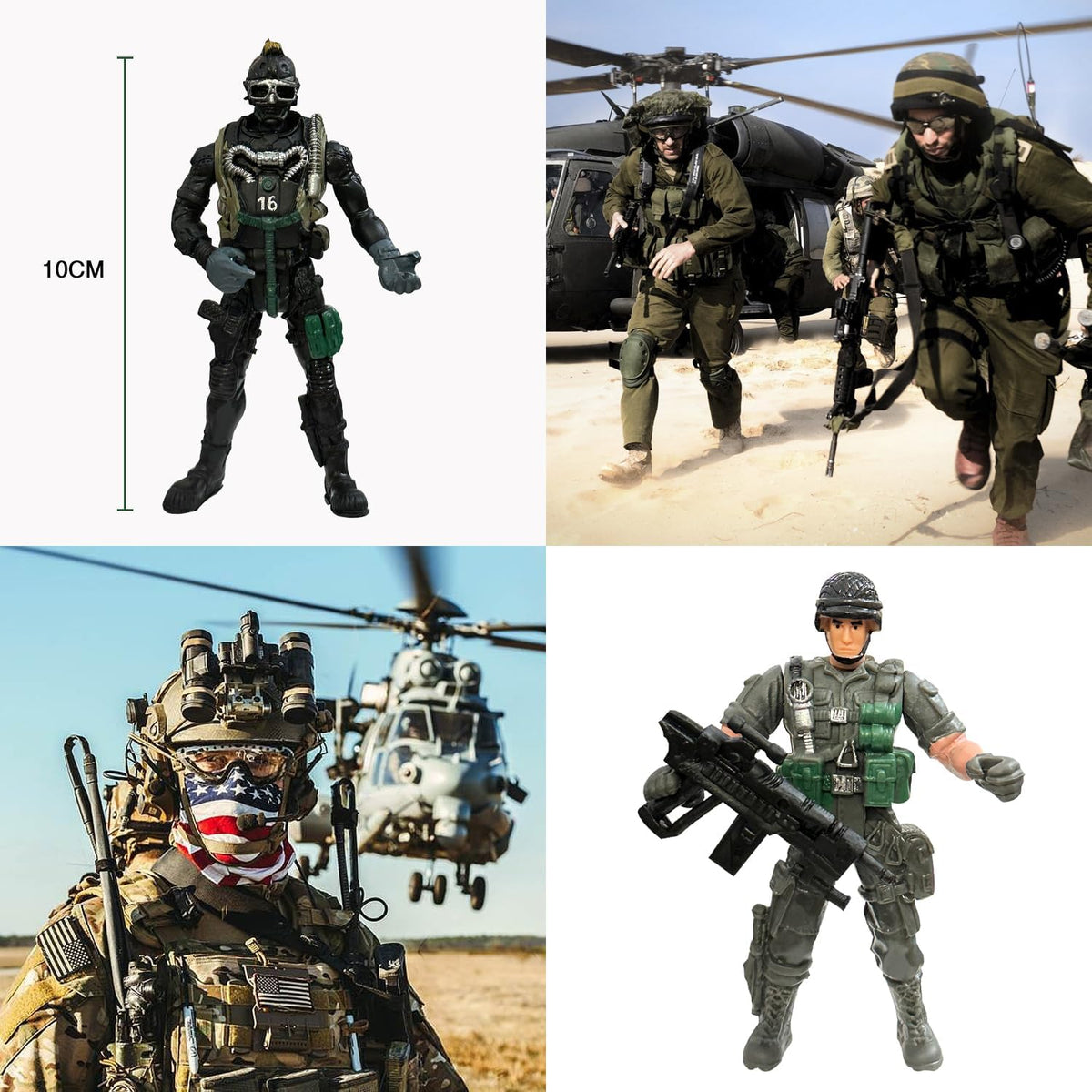 Army Men Action Figures, Soldiers Toys with Weapons for Boys 4-7 - Grey - image 4