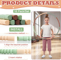 Vinsot plastic hoops for kids, 16 multicolor snap-together exercise hoops - view 9