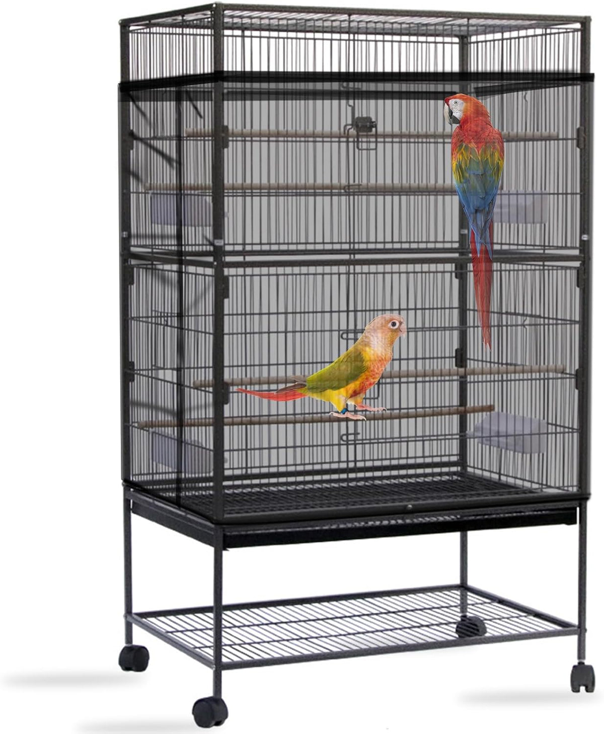 Bird Cage Seed Catcher, Large Bird Cage Cover - Black