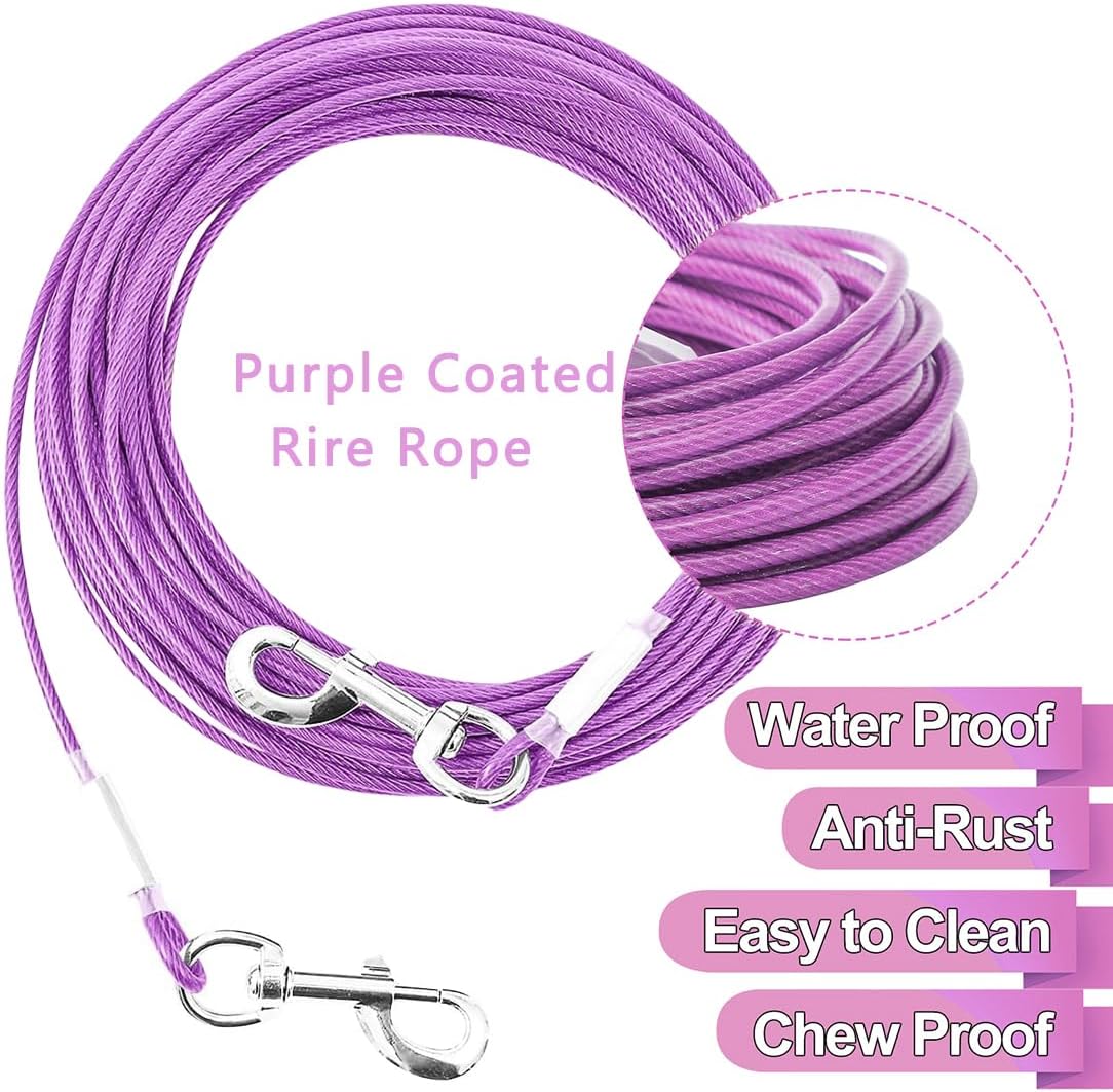 10/15/20/25FT Dog Tie Out Cable - Purple / 125Ibs 30ft - image 4