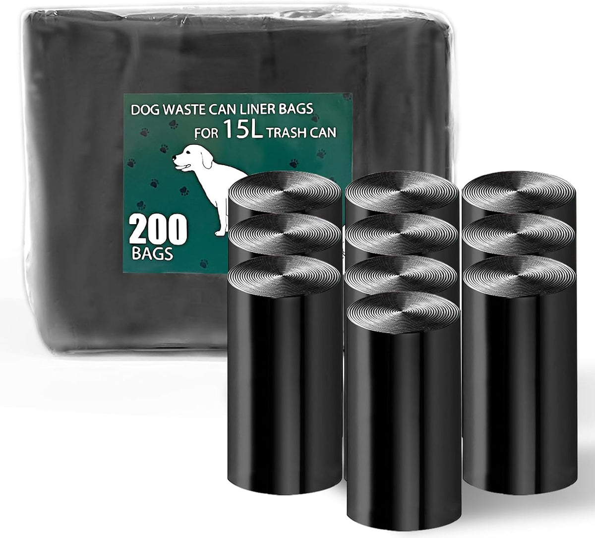 Dog Waste Bags - 100 Pcs Dog Poop Bags for 20L Dog Poop Trash Can – Essentials for Dogs - 1 Count (Pack of 200)