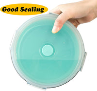 Joyinjojo Collapsible Dog Bowls with Lids - Large / Blue / Green - image 4