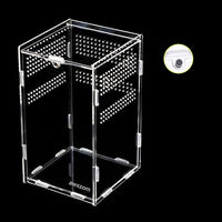 Magnetic Acrylic Case, micro habitat small Tarantula Enclosure enclosure for arboreal Tarantula Scorpion Sling Lizards Mantis Snake Gecko jumping spider snail Insect Isopods (4.7*4.7*7.8 inch)