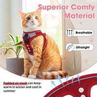 Cat Harness and Leash Set for Walking Escape Proof Vest for Kitten – Essentials for Cats - Red / Extra Small - image 4