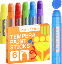 ARTISTRO 100% Washable Tempera Paint Sticks for Kids - 6 Colors