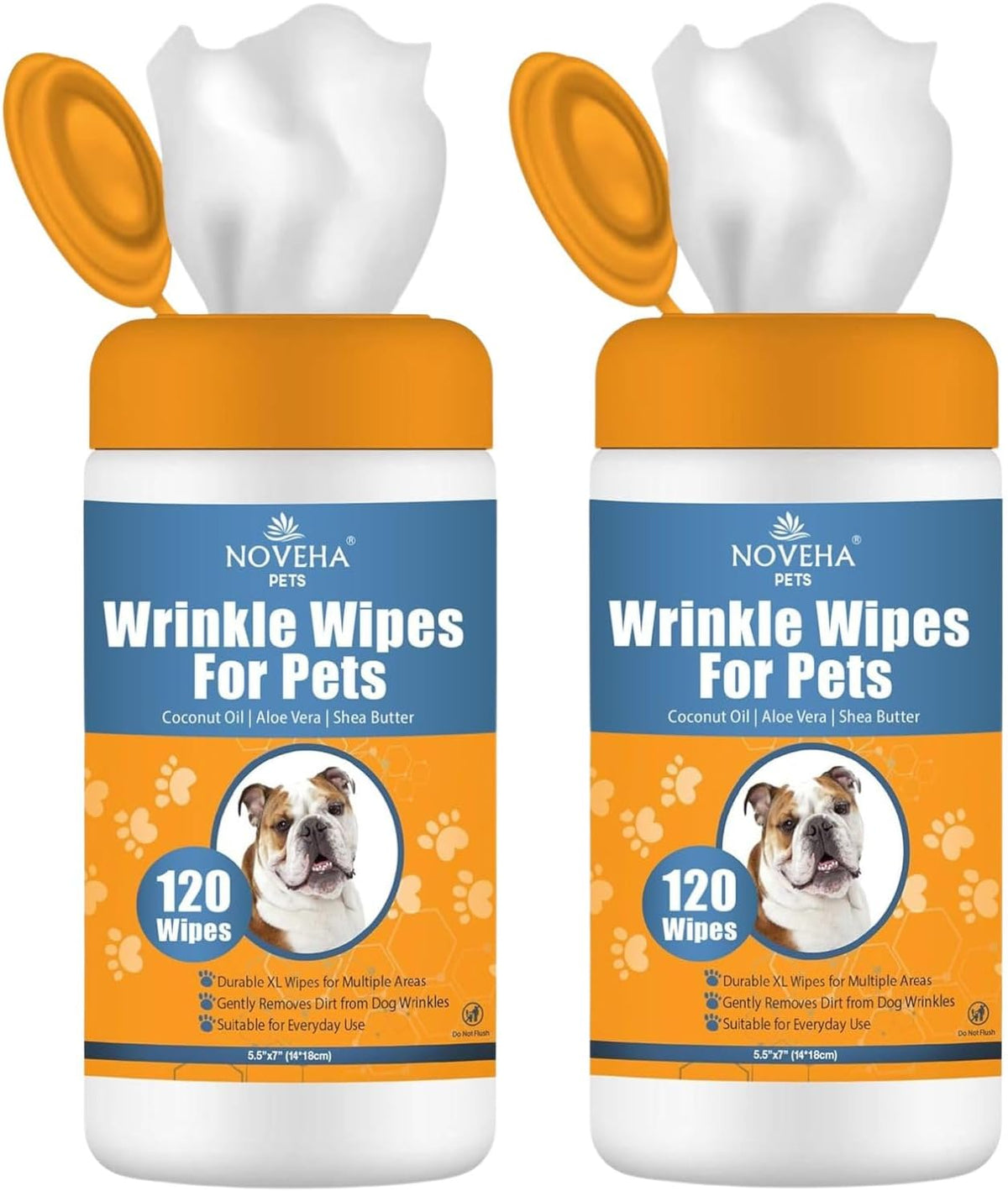 NOVEHA Pet Wipes, Formulated Pet Wipes - 240 Wrinkle Wipes