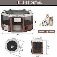 Dog Playpen Portable Pet Play Pens for Small Dog/Cat/Rabbit/Chicks - Brown / 8 / Small (28"x28"x14") - image 2