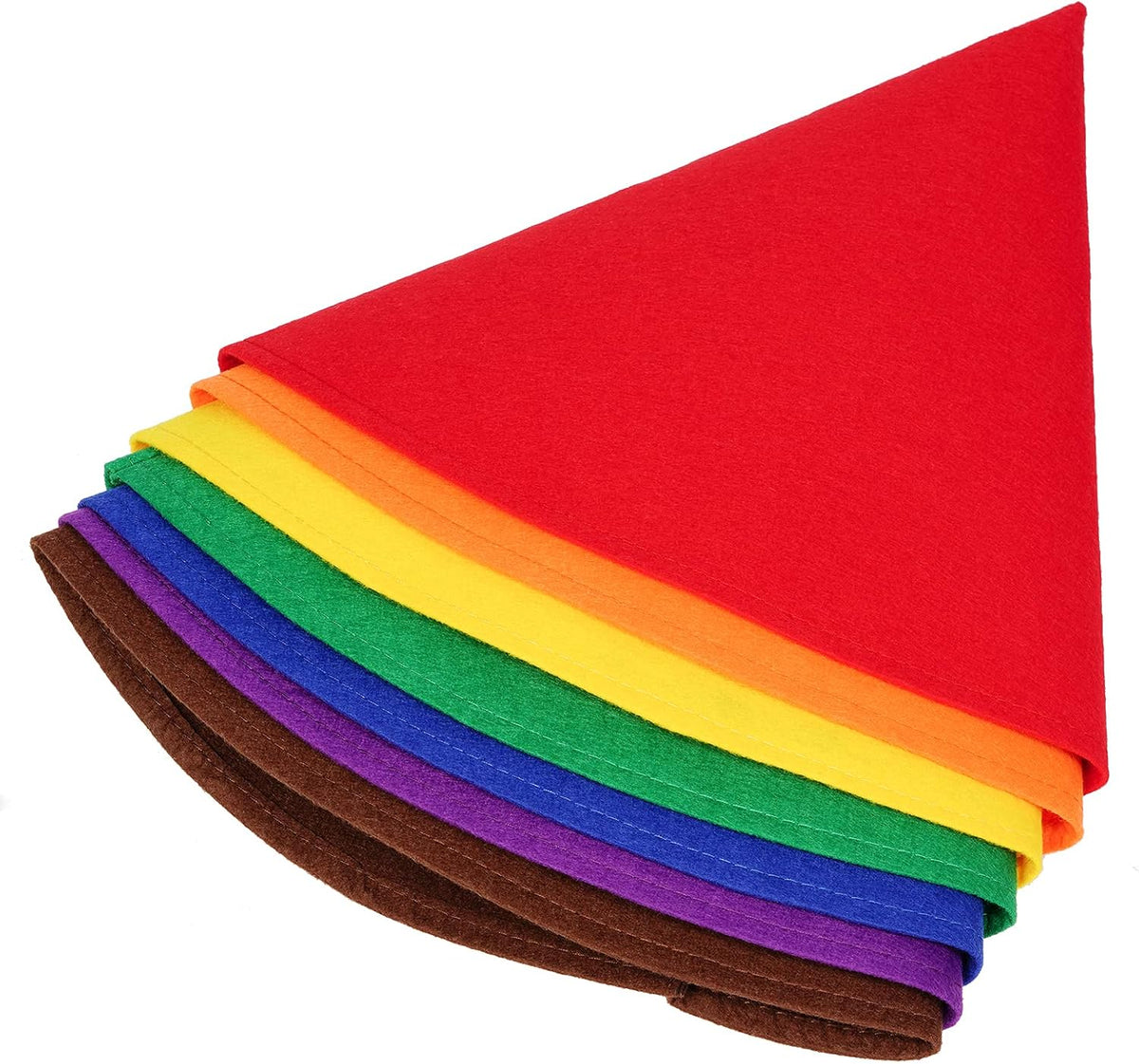 Fengek 7 felt Christmas gnome hats in orange, green, blue, purple, brown, red and yellow - view 4