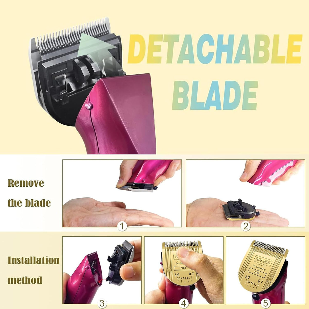 3Pack 5 in 1 Blades Dog Grooming Blade Compatible with Wahl Bravura - GOLD/1PCS - image 2