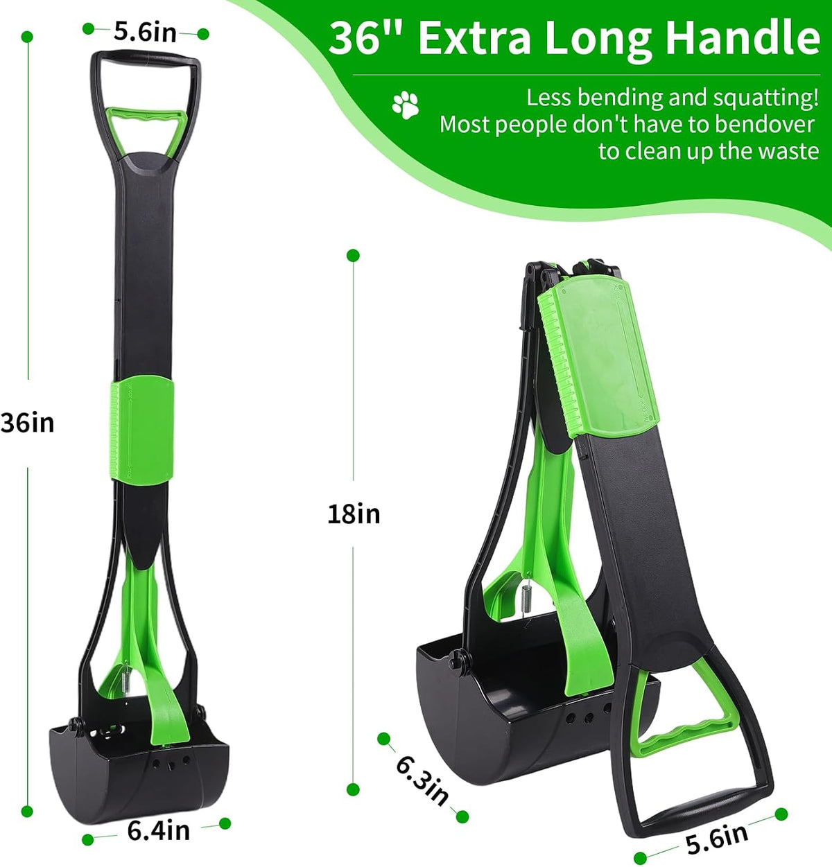 36“ Large Dog Pooper Scooper for Large Dogs Heavy Duty - 36-inch(Green) - image 3
