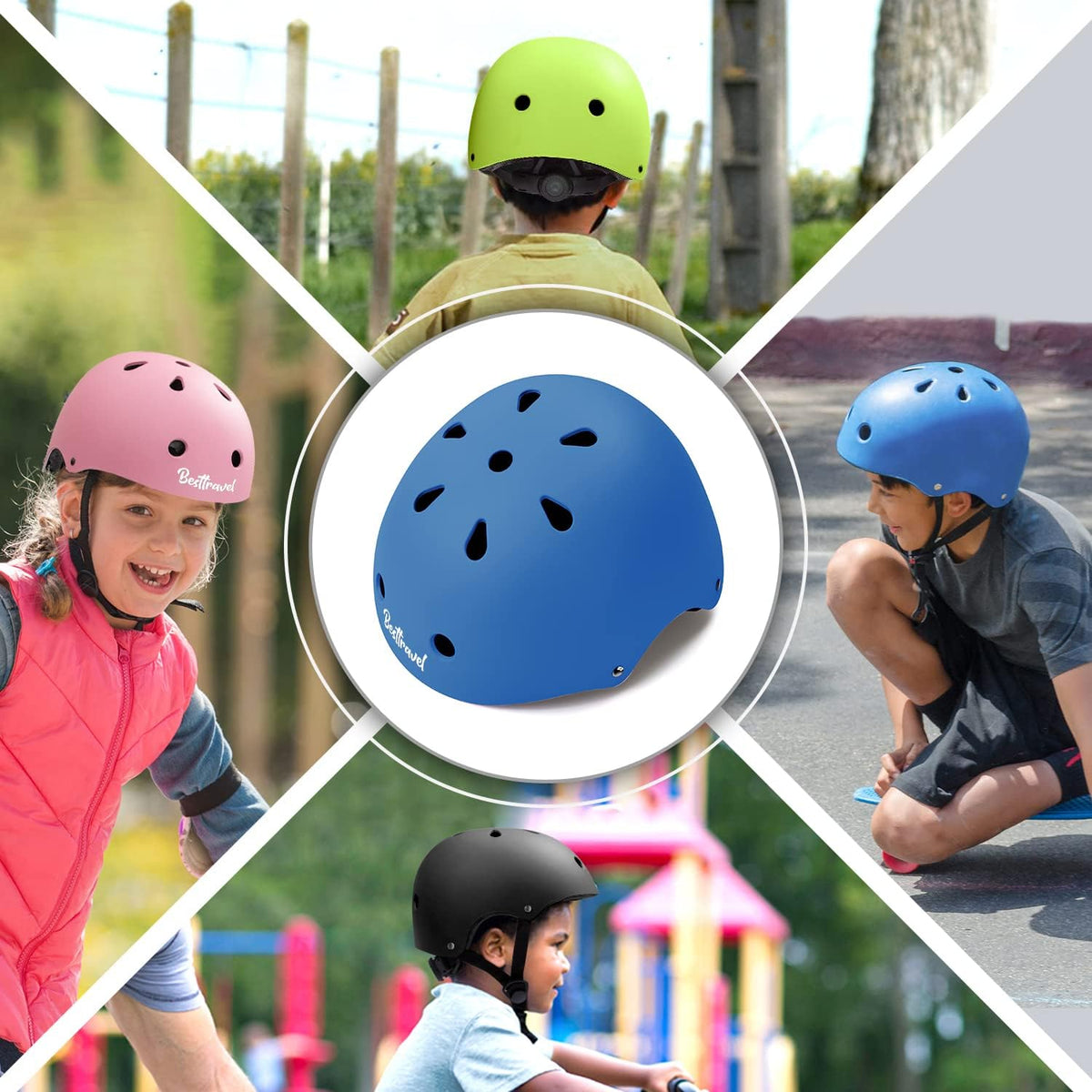 Besttravel Kids Helmet, Toddler Adjustable Kids Ages 3-8 Years Old Boys Girls Multi-Sports Safety - Blue - image 2