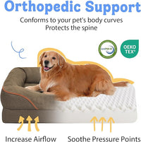 Washable Orthopedic Large Dog Bed -XL Large Dog Bed with Removable & Waterproof Cover Pet Beds with Foam Support for Big Size Dogs with Bolster