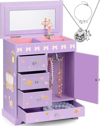 Jewelry Box for Girls 8.9 x 4.92 x 10.98 inch Large 5 Layer Music Box - Purple