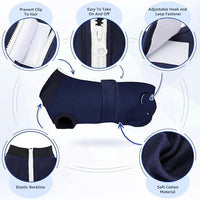 Lukovee Recovery Suit for Dogs, Zipper-On Onesie for Female Male Dog, Abdominal Wounds Cone E-Collar Alternative, Prevent Licking Spay (L, Dark Blue)